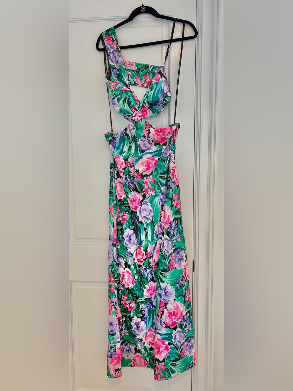 Audette Floral Printed Cutout Maxi Dress Party Glam Ready Dress- Size Small
